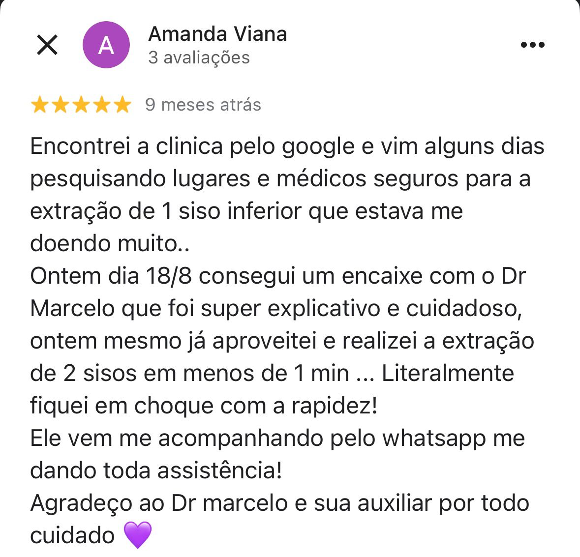 Avaliação Amanda Viana — Google