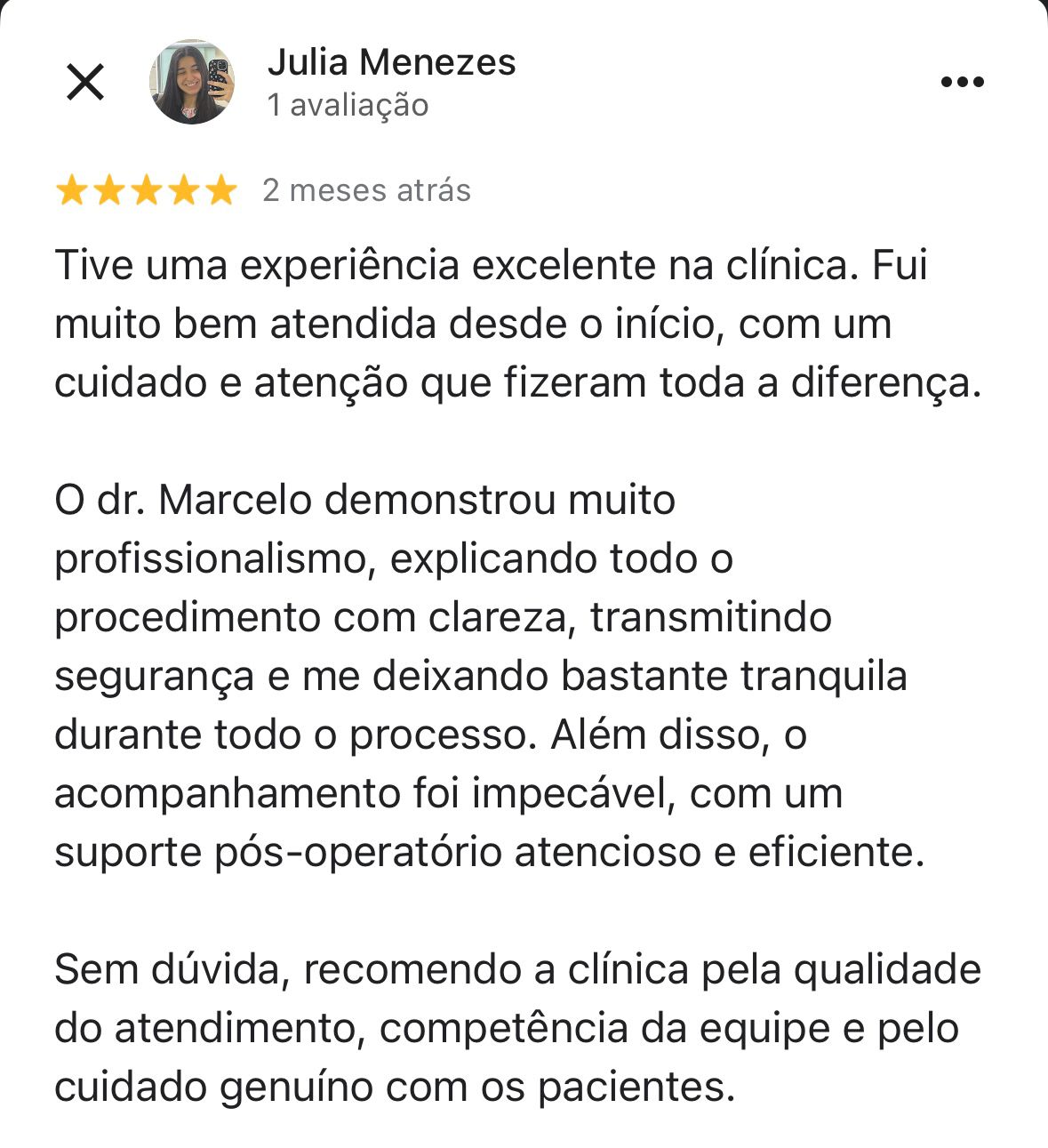 Avaliação Julia Menezes — Google