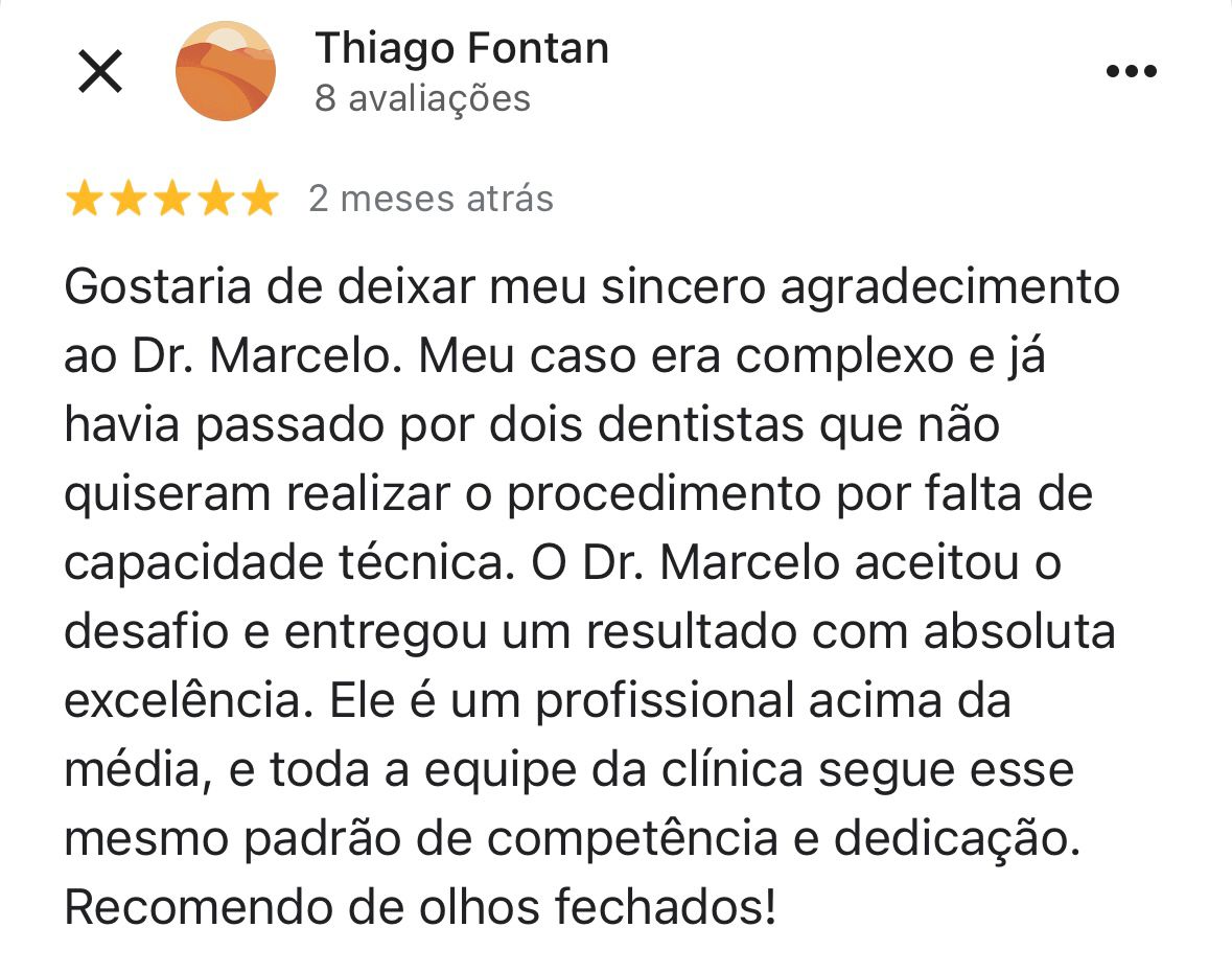 Avaliação Thiago Fontan — Google